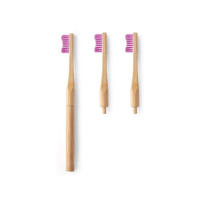 Brosse à dents Bambou : 1 Manche réutilisable + 3 Têtes interchangeables SOFT